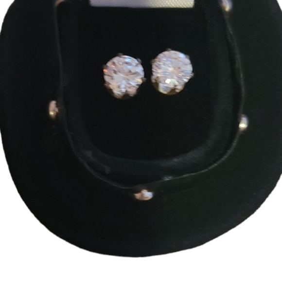 Cubic Zirconia Earrings in a Cowboy Hat - Picture 2 of 10